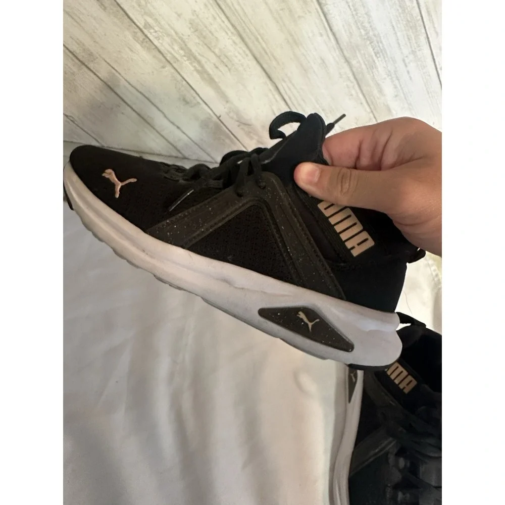 PUMA Wired Unisex Kids Athletic Sneaker Black Lace-Up Mesh Low Top US 8
